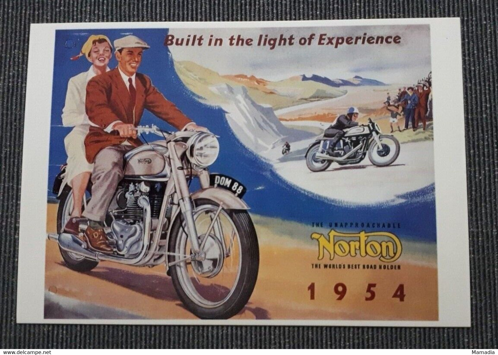 CARTE POSTALE PUBLICITE MOTO ANCIENNE OLD MOTORCYCLE NORTON 1954 - Motos