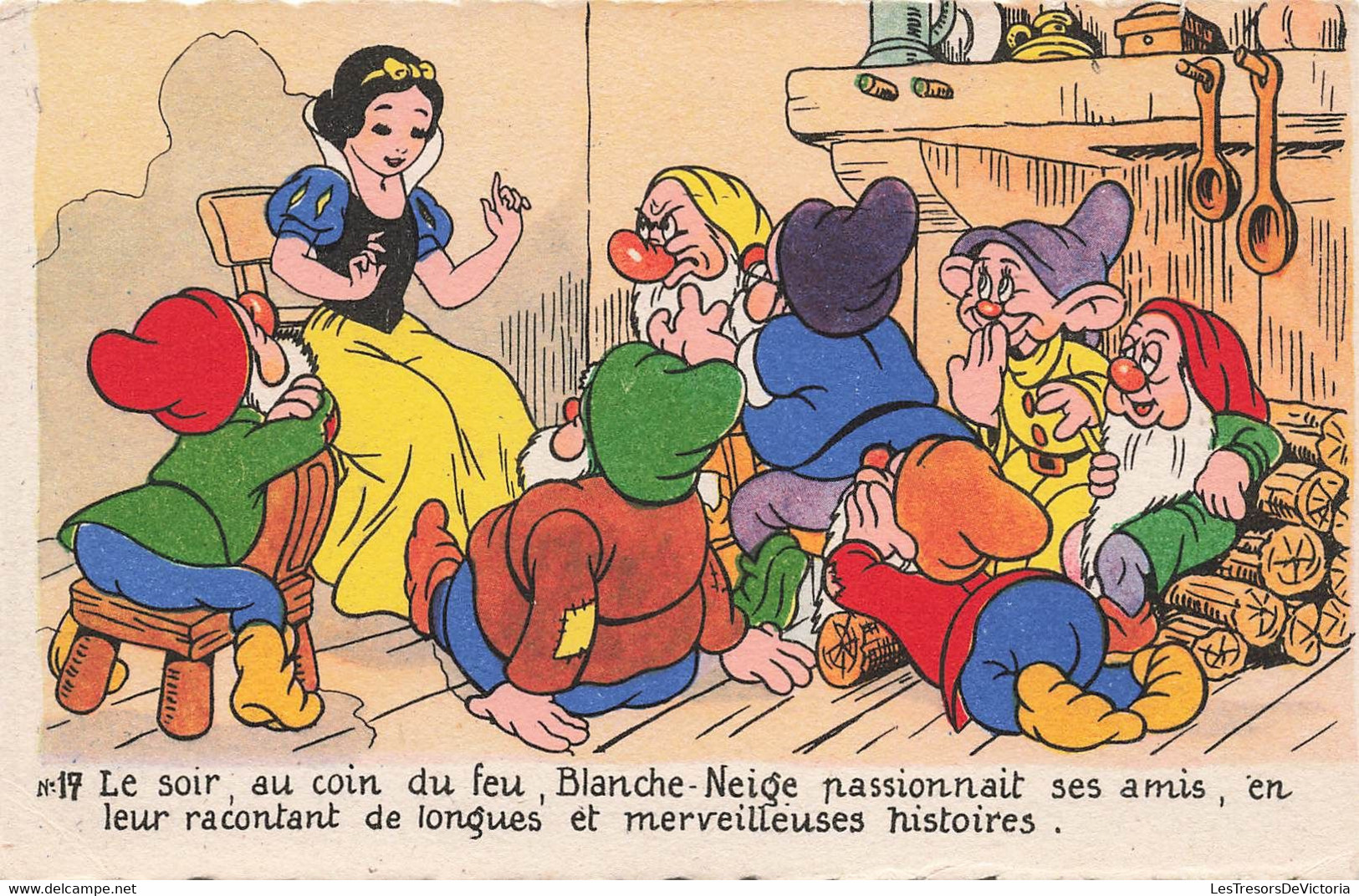 CPA Walt Disney - Blanche Neige - Snow White - N°17 Les Histoires Au Coin Du Feu - Edition Superluxe - Autres & Non Classés