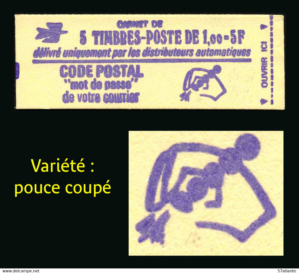 FRANCE - CARNET - YT 1892-C1 - BEQUET 1.00 - VARIETE POUCE COUPE - OUVERT - Booklets