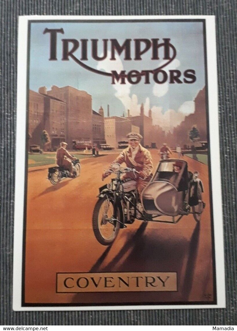 CARTE POSTALE PUBLICITE MOTO ANCIENNE OLD MOTORCYCLE TRIUMPH COVENTRY - Motos