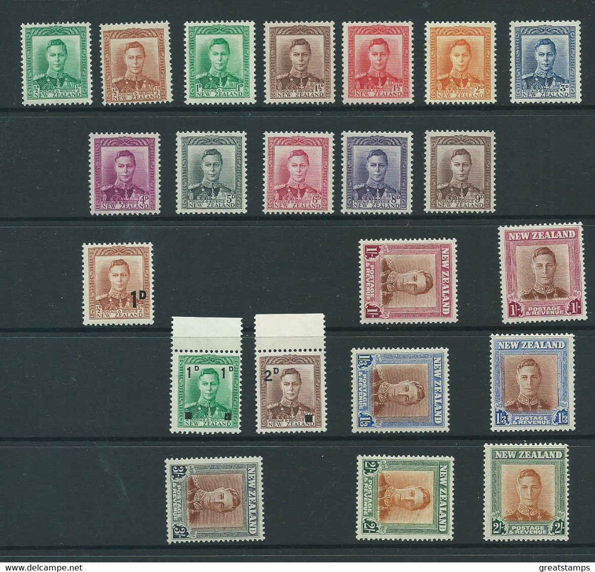 George V1 New Zealand Stamps Definitives. With Variations.sg603 Sg680 See Desc. - Unused Stamps