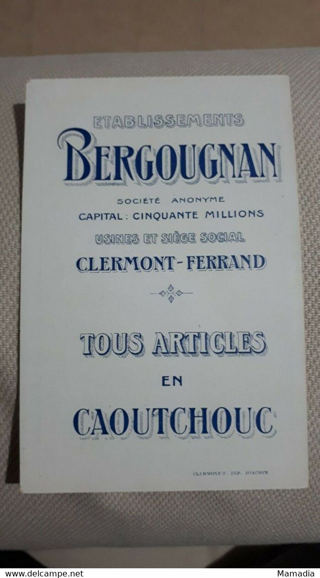 CARTE PUBLICITAIRE PNEUMATIQUES BERGOUGNAN CLERMONT FERRAND FABLES DE LA FONTAINE COLOMBE ET FOURMI - Reclame