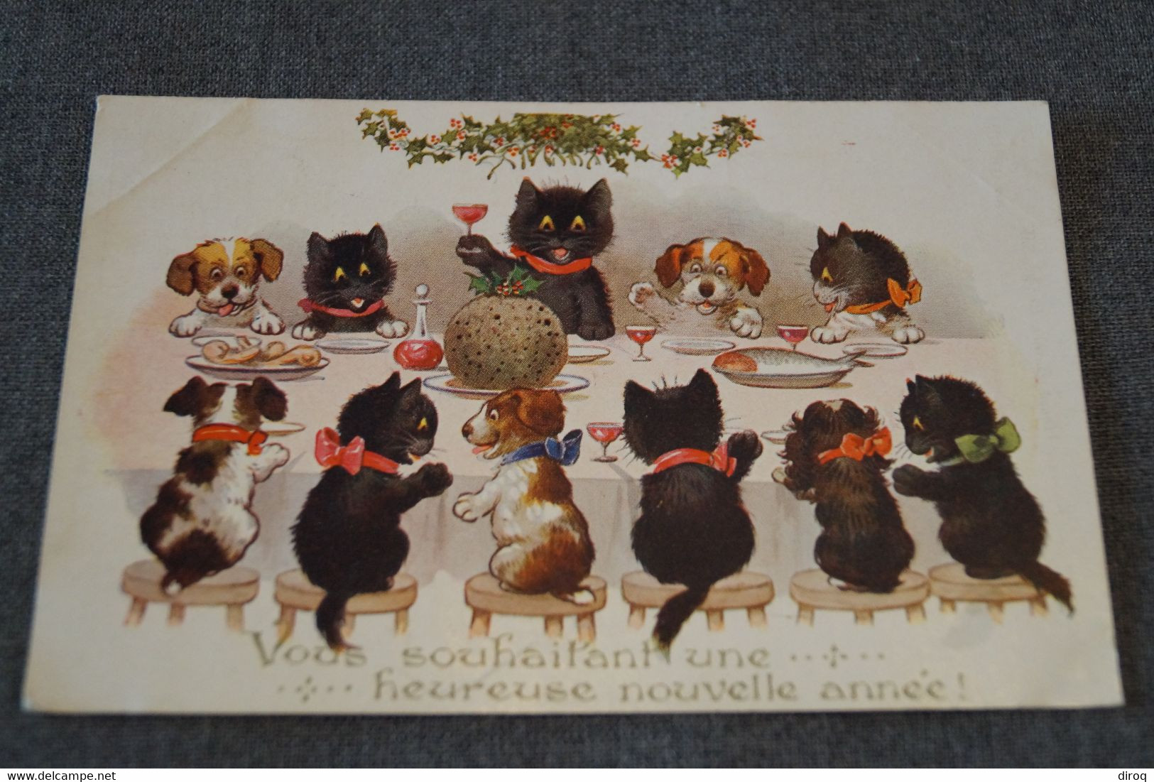 RARE,belle Carte Ancienne,Chats Et Chiens,Animalier,1920,originale - Chats