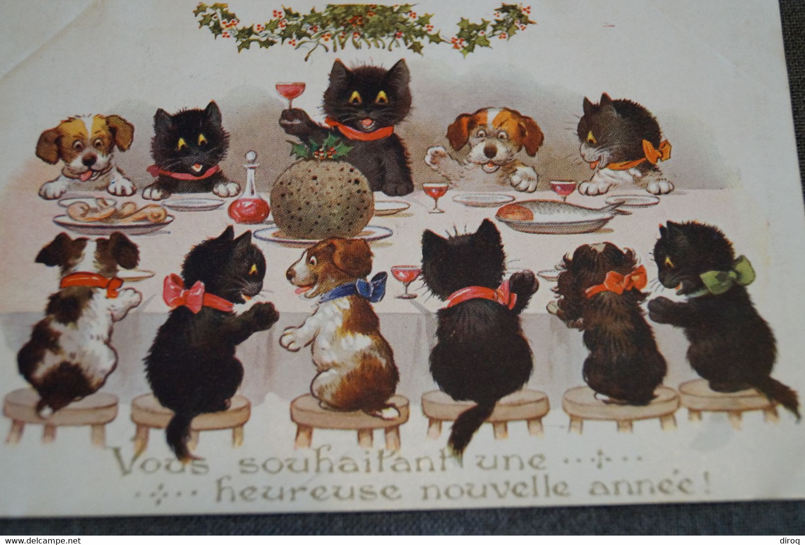 RARE,belle Carte Ancienne,Chats Et Chiens,Animalier,1920,originale - Chats