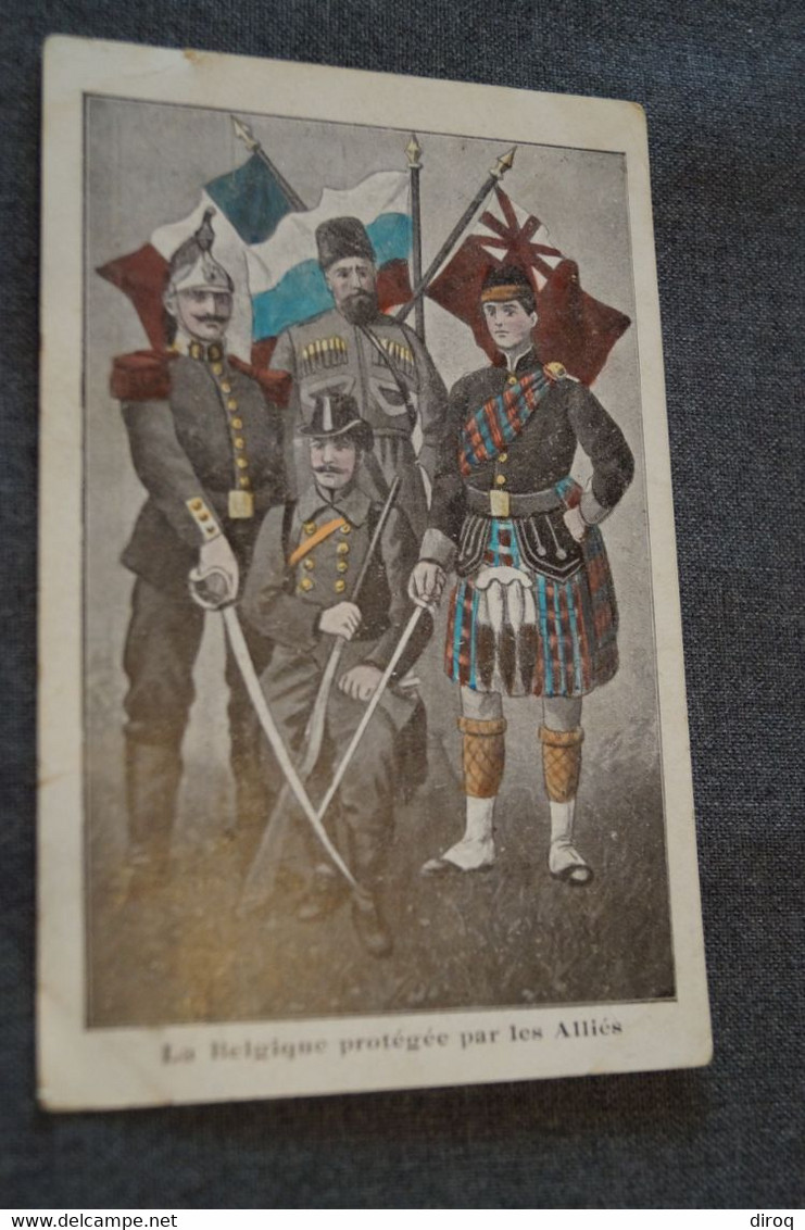 Belle Carte Ancienne Militaria,la Belgique Protégée Par Les Alliés - War 1914-18