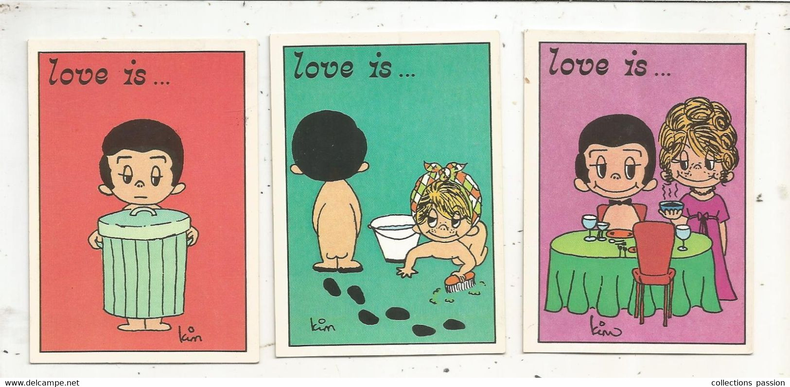 Figurine PANINI, Los Angeles Times 1975, LOVE IS....., Illustrateur : Kim , N° 68/70/71 , LOT DE 3 CARTES - Altri & Non Classificati