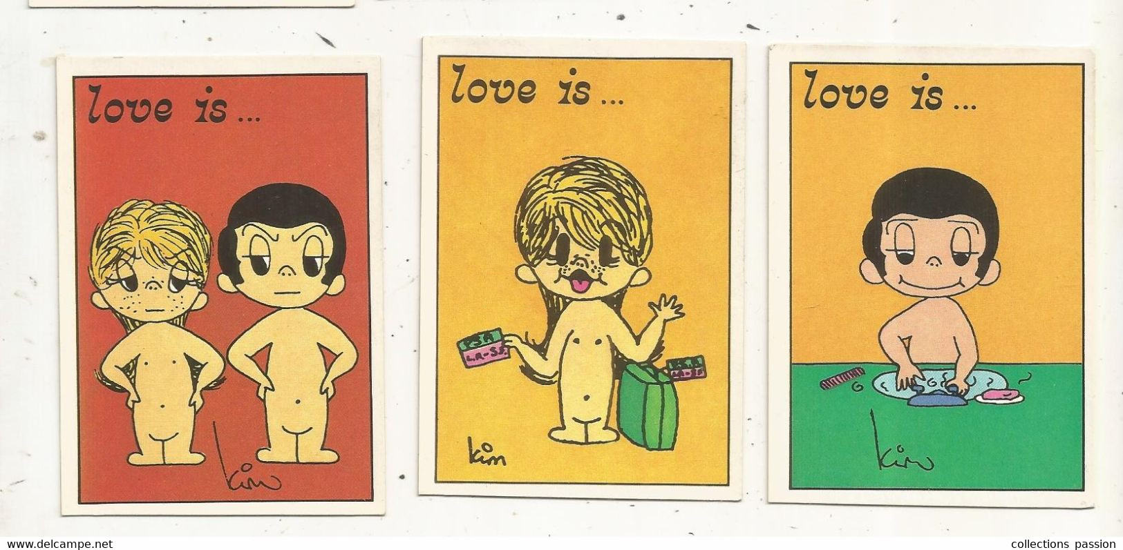 Figurine PANINI, Los Angeles Times 1975, LOVE IS....., Illustrateur : Kim , N° 73/79/84 , LOT DE 3 CARTES - Sonstige & Ohne Zuordnung