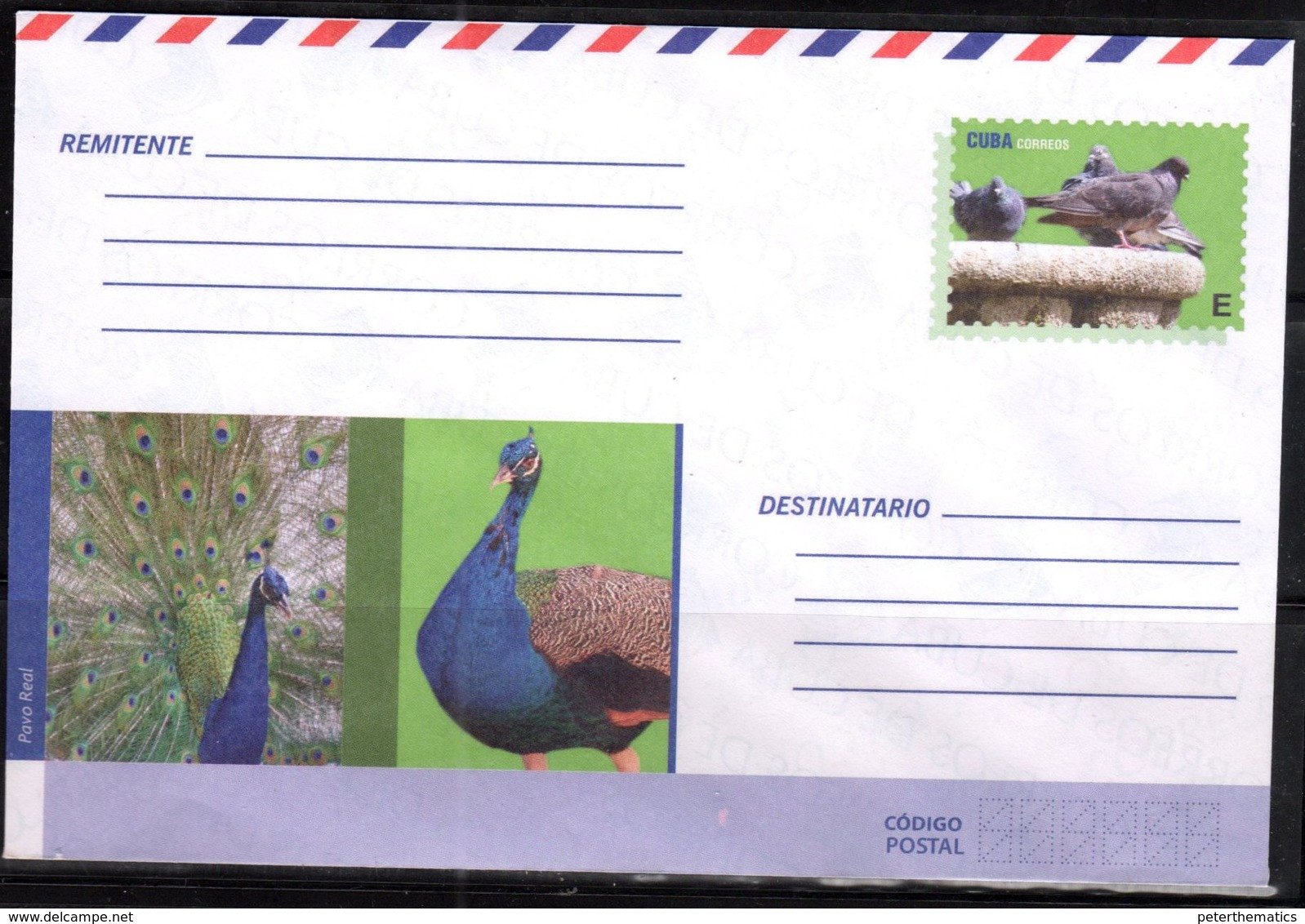 POSTAL STATIONERY, MINT, PREPAID ENVELOPE, FAUNA, BIRDS, PIGEONS, PEACOCKS - Peacocks