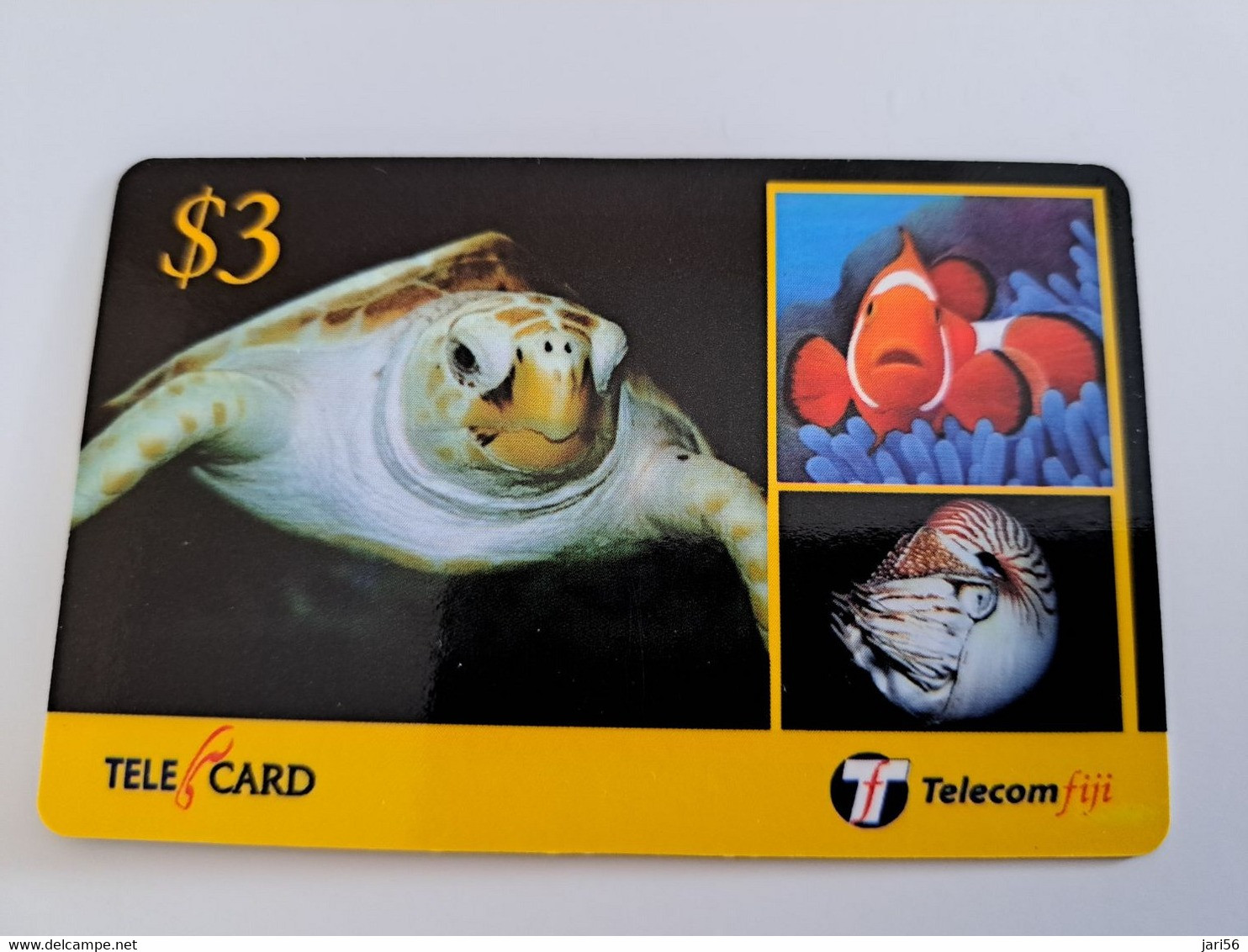 FIDJI  PREPAID $3,-  SEA TURTLE / FISH / FINE USED CARD ** 11243** - Fiji