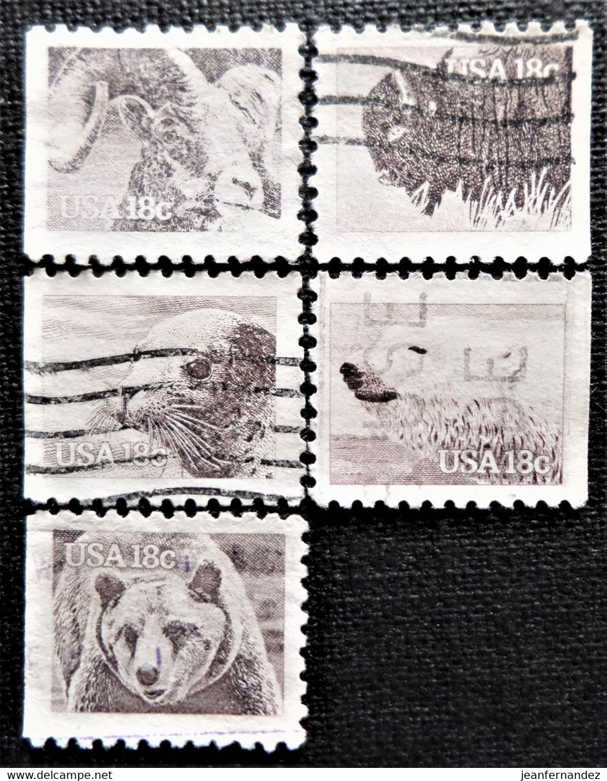 Timbres Des Etats-Unis 1981 Wildlife Booklet Issue   Stampworld  N°  1652_1654_1655_1656_1657 - Oblitérés