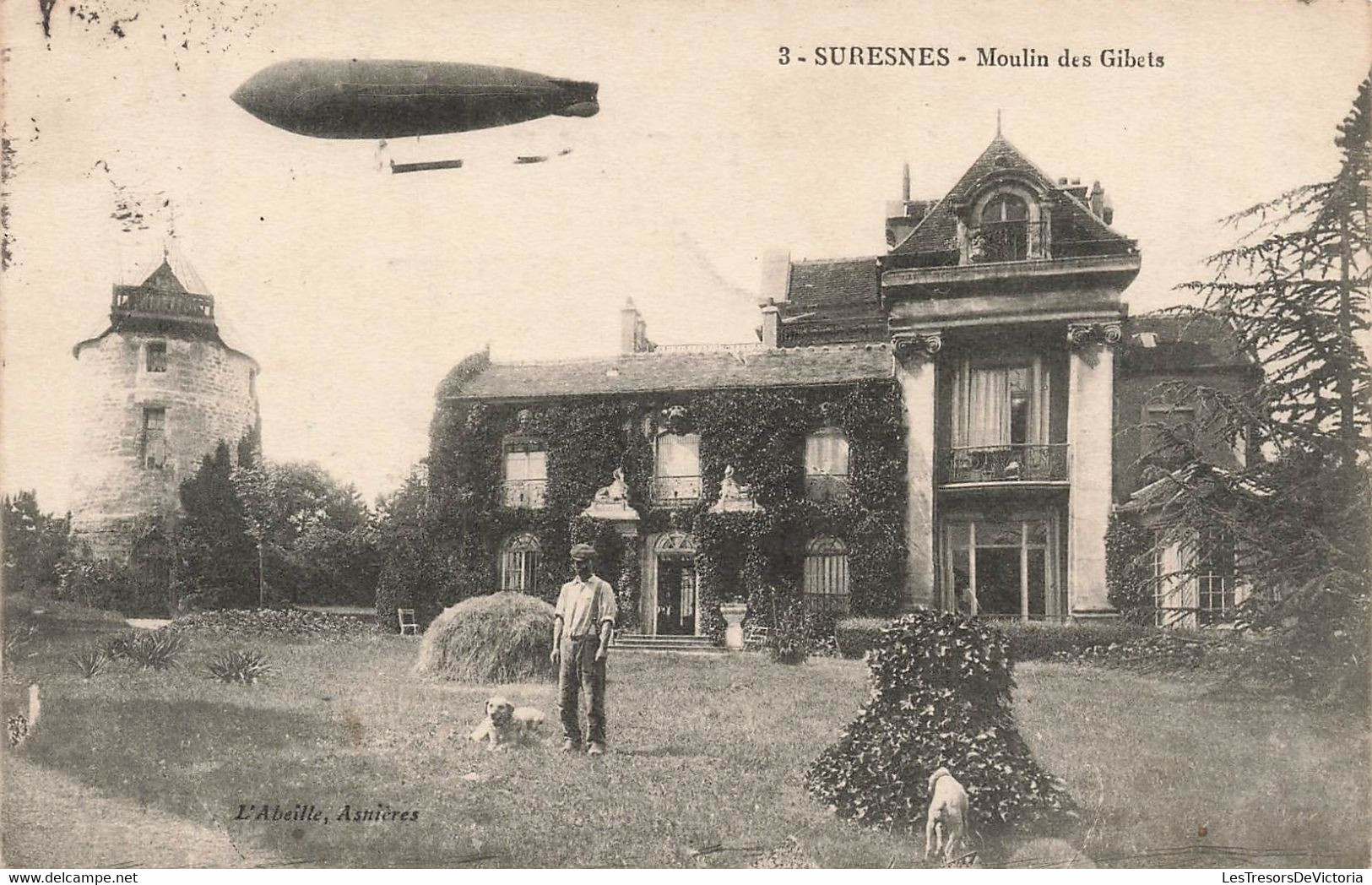 CPA Suresnes - Moulin Des Gibets - Dirigeable - Zeppelin - Chiens - Suresnes