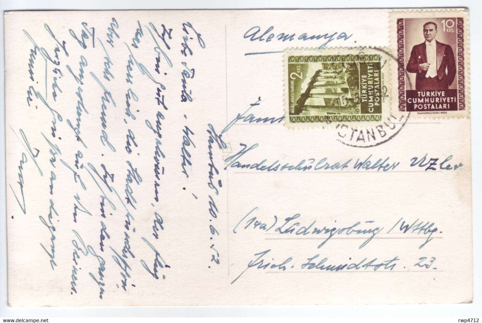 TÜRKIYE  Ansichtskarte  Picture Postcard 1952 To Germany - Briefe U. Dokumente