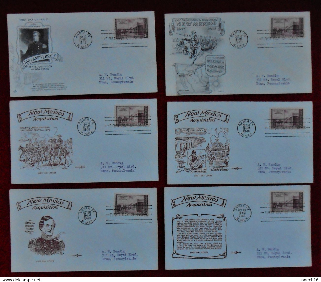 6 Enveloppes Illustrées/ 100th Anniversary Of The Acquisition Of New Mexico 1946 / SC#944 - 1941-1950