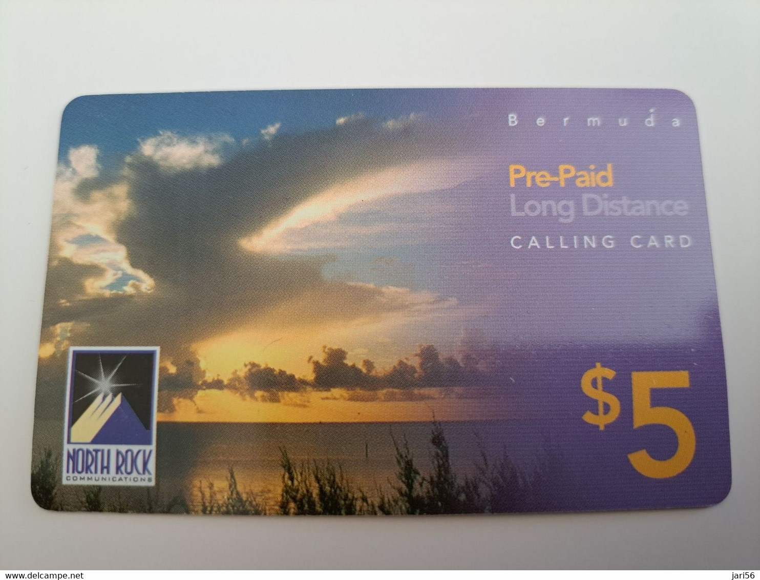 BERMUDA  $5,-,-NORTH ROCK   BERMUDA / SKY SCENE  DIFFERENT BACK/   PREPAID CARD  Fine USED  **11268** - Bermudes