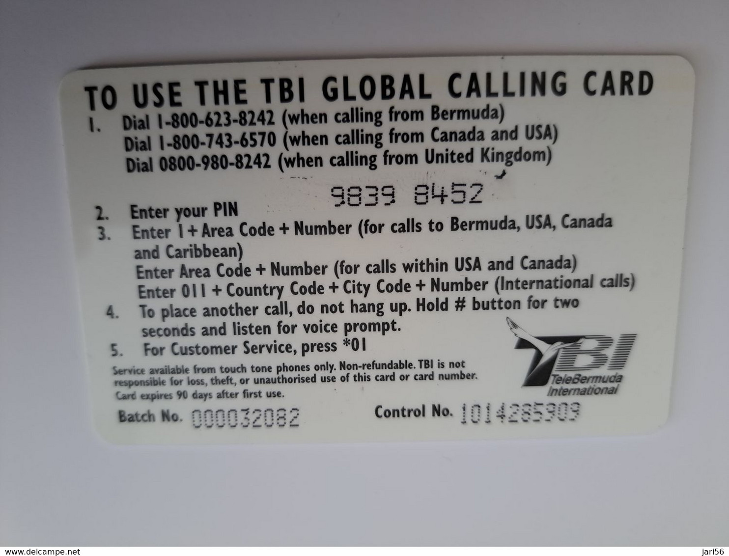 BERMUDA  $ 10,- TBI   / THICK CARD / SREET SCENE HAMILTON /   PREPAID CARD  Fine USED  **11277** - Bermudas