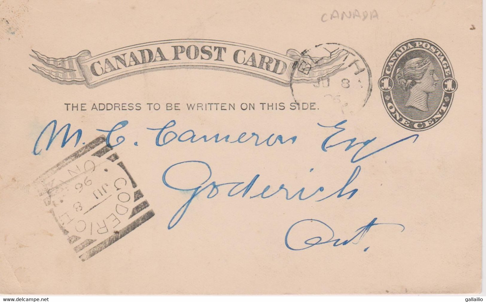 ENTIER POSTAL CANADA DE 1896 - Brieven En Documenten