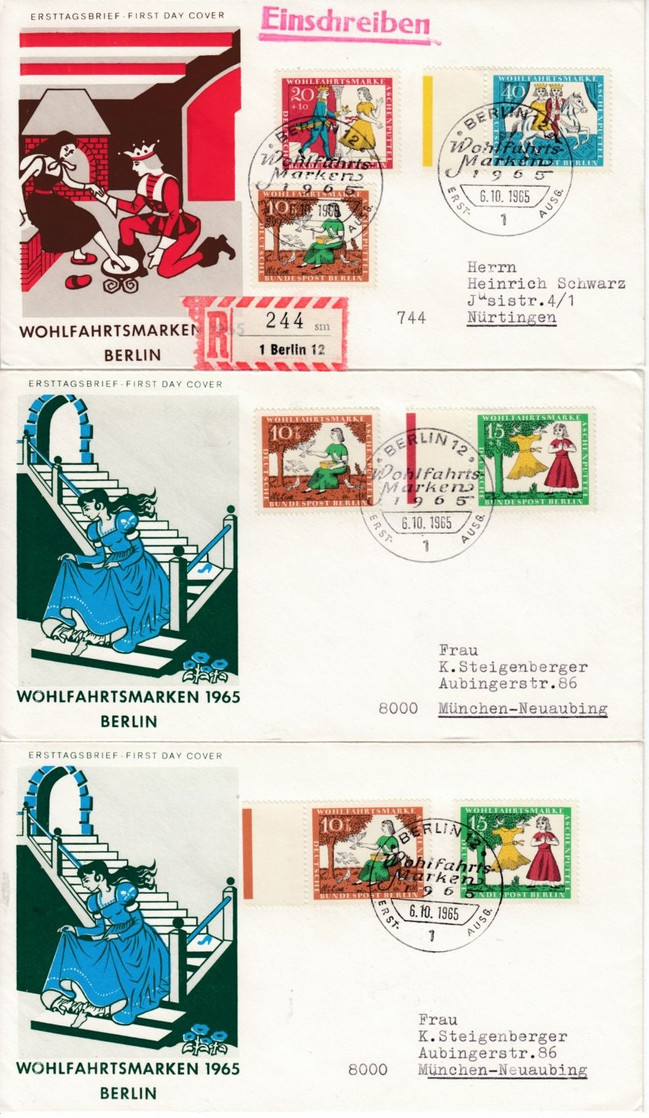 Berlin - Wofa 1965 15 Schmuck-FDC Teils Farbränder Etc. - Otros & Sin Clasificación