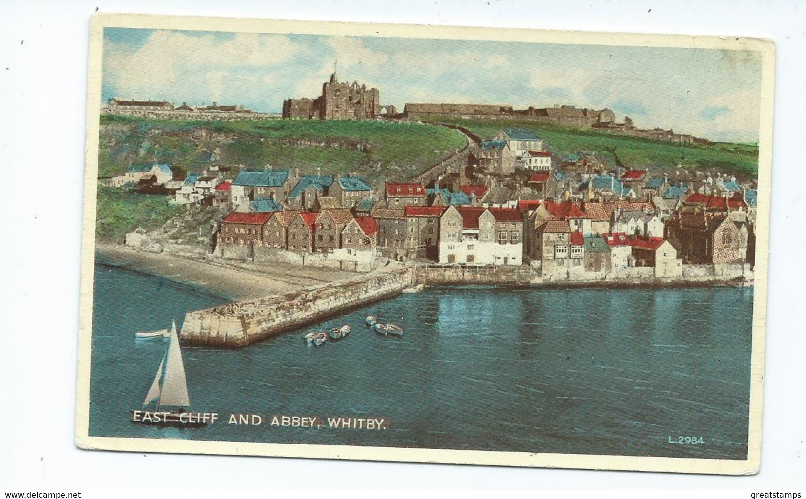 Yorkshire POSTCARD  Whitby East Cliff And Abbey Valentine's Posted 1964 - Whitby