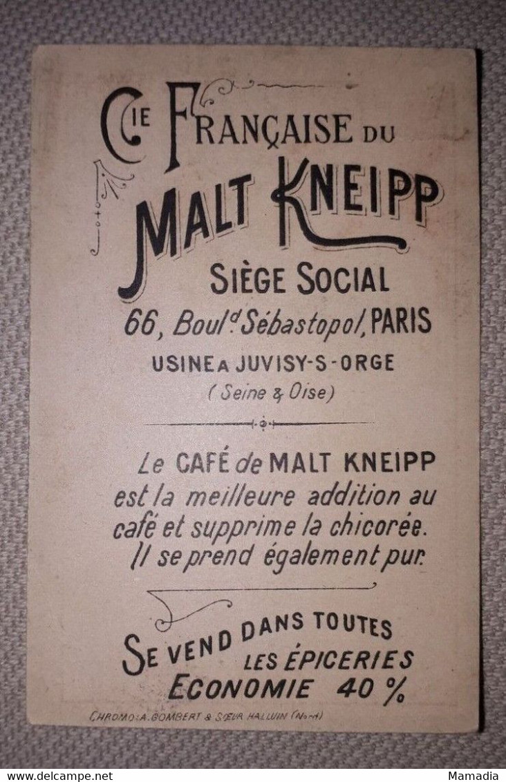 CHROMO CARTE PUB CAFE COMPAGNIE FRANCAISE DU MALT KNEIPP 1890-1900 - Thé & Café