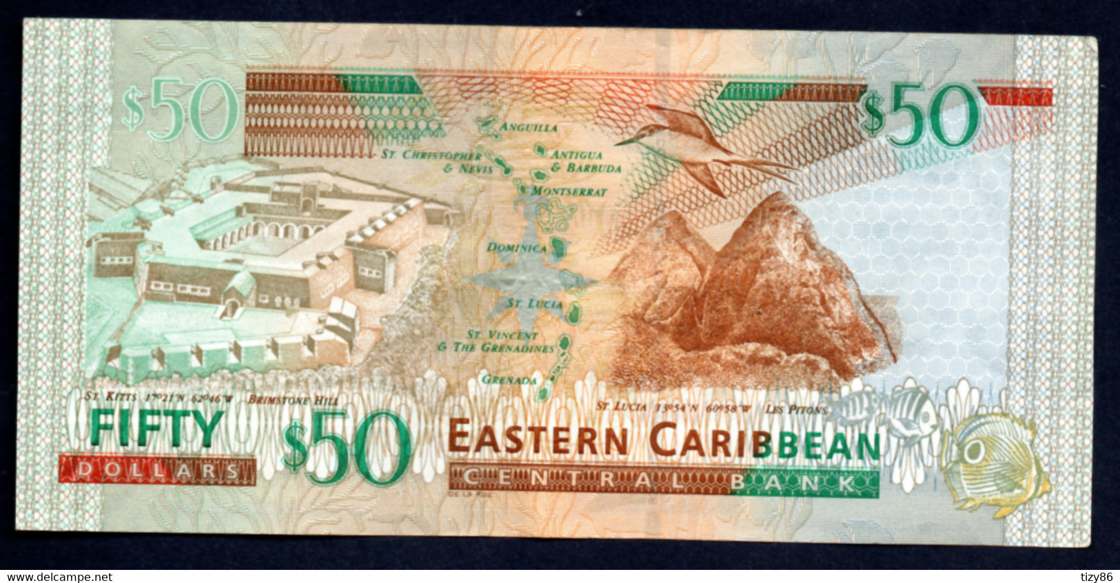 Banconota  Eastern Caribbean 1993 - 50 Dollars - Caribes Orientales