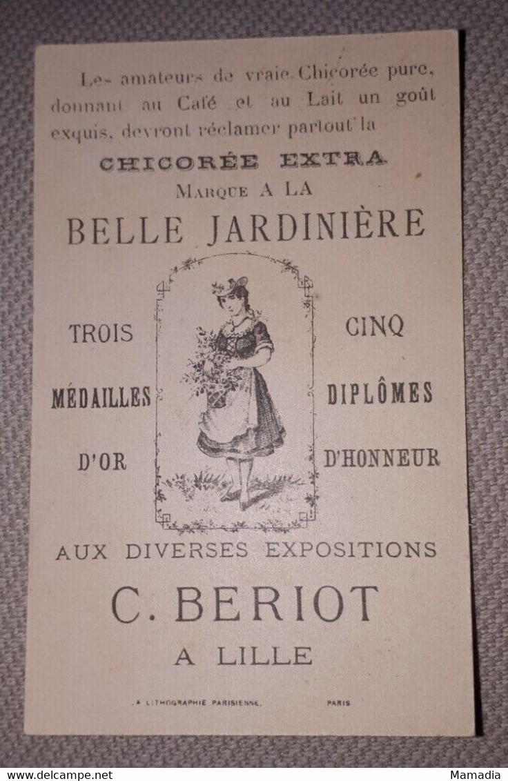 CHROMO CARTE PUB CHICOREE A LA BELLE JARDINIERE VELO CYCLE 1900 - 1920 - Thee & Koffie