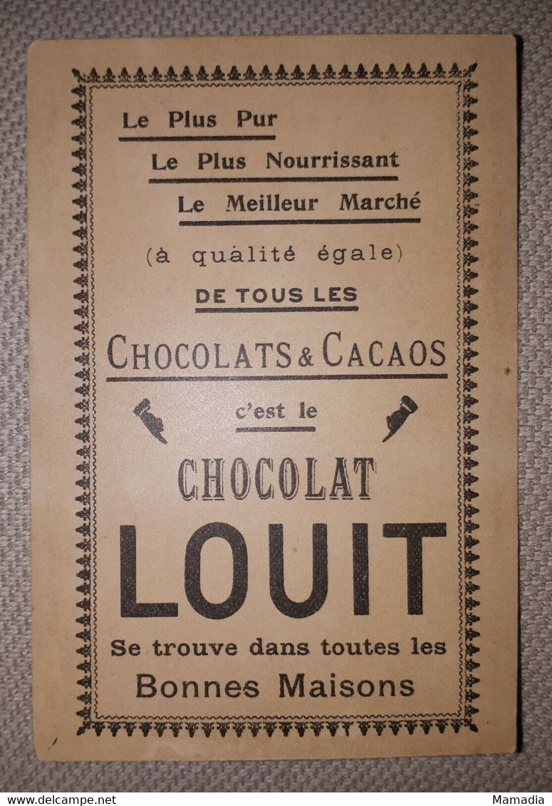 CHROMO CARTE PUB CYCLES CHOCOLAT LOUIT VELO CYCLISME 1890-1910 - Louit