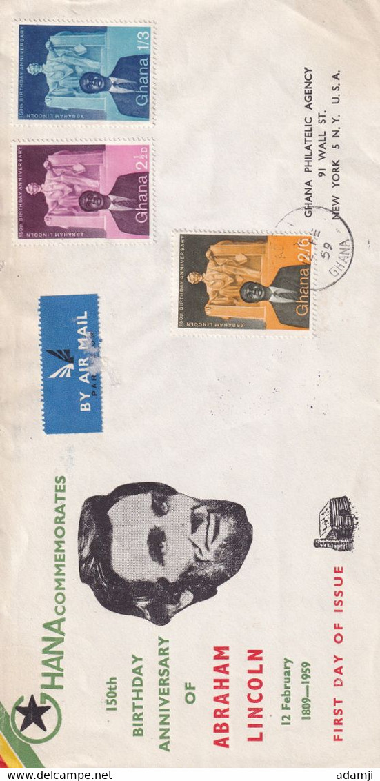 NIGERIA 1960 ABRAHAM LINCOLN SET REGD. FDC COVER NEW YORK. - Ghana (1957-...)