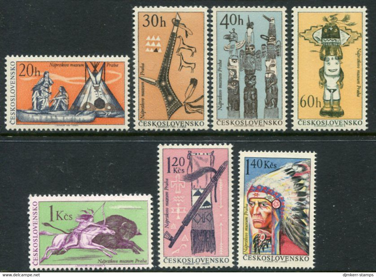 CZECHOSLOVAKIA 1966 Native Americans Exhibition  MNH / **.  Michel  1629-35 - Unused Stamps