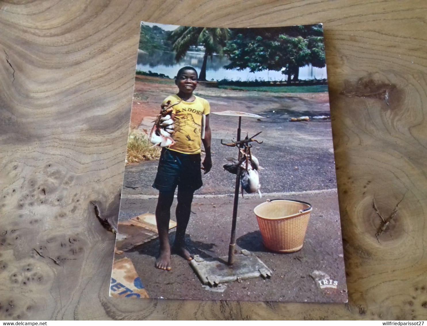 87/  COTE D IVOIRE  ABIDJAN PETIT MARCHAND DE POISSON AU BORD DE LA LAGUNE - Côte-d'Ivoire