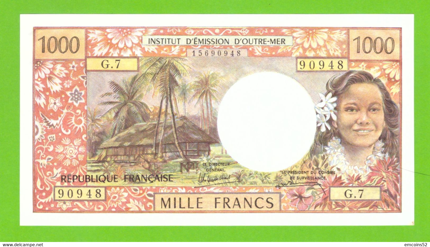 TAHITI PAPEETE 1000 FRANCS 1985  P-27d  XF - Nieuwe-Hebriden