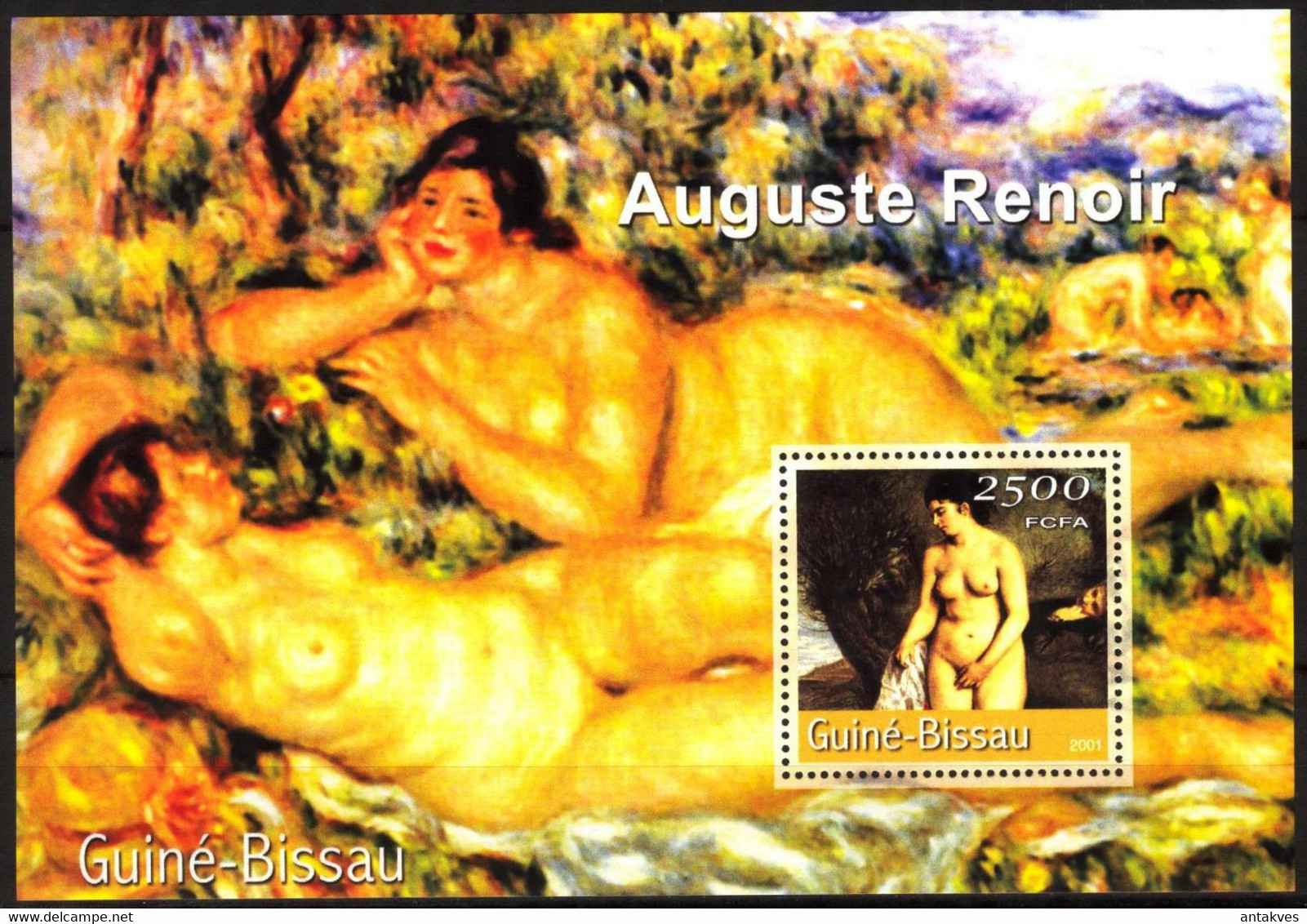 {GB99} Guinea - Bissau 2001 Art Paintings A. Renoir S/S MNH** - Guinea-Bissau