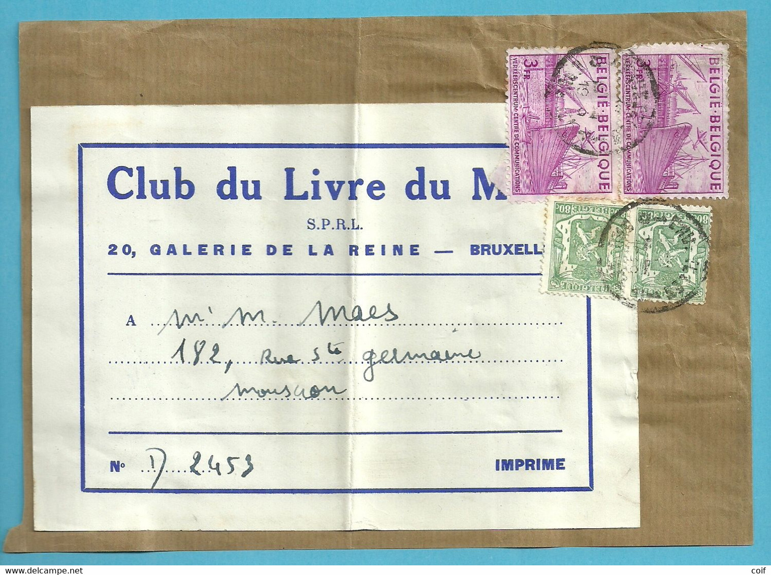 713A+770 Op DRUKWERK (voorzijde) (Bande D'imprimé /devant) Stempel BRUXELLES - 1948 Exportation