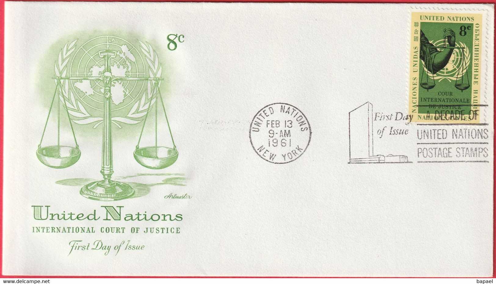 FDC - Enveloppe - Nations Unies - (New-York) (1961) - International Court Of Justice (2) - Covers & Documents