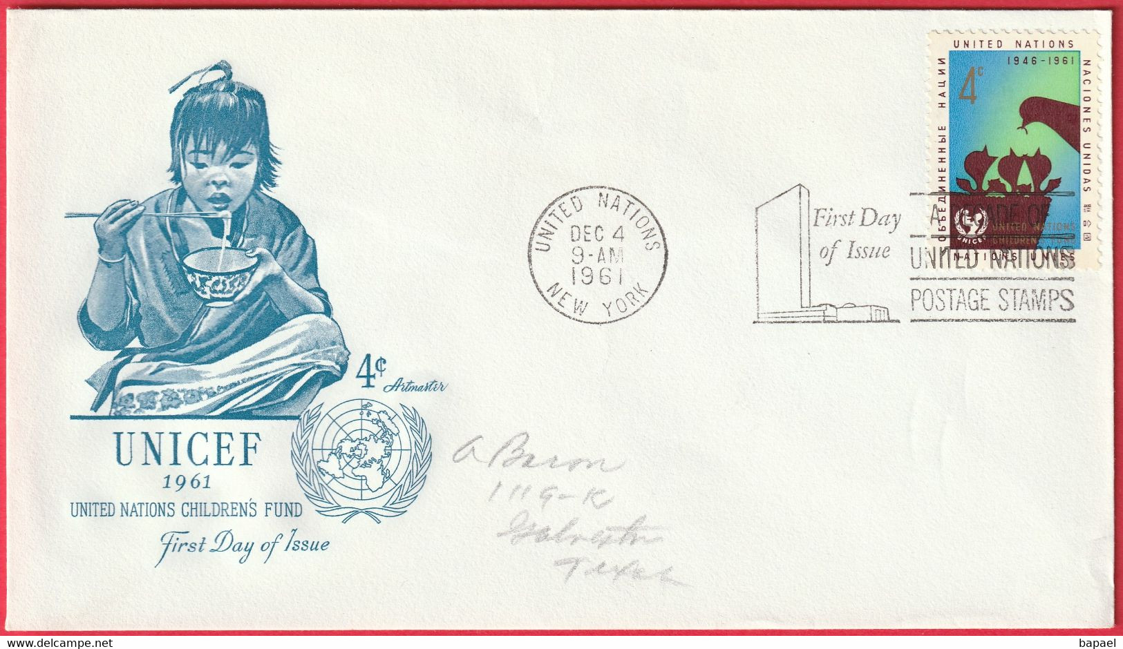 FDC - Enveloppe - Nations Unies - (New-York) (1961) - United Nations Children's Fund (1) - Covers & Documents