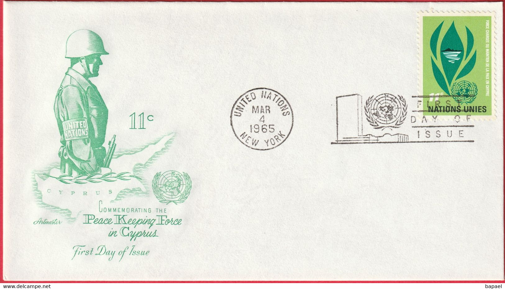 FDC - Enveloppe - Nations Unies - (New-York) (1965) - Peace Keeping Force In Cyprus (2) - Lettres & Documents