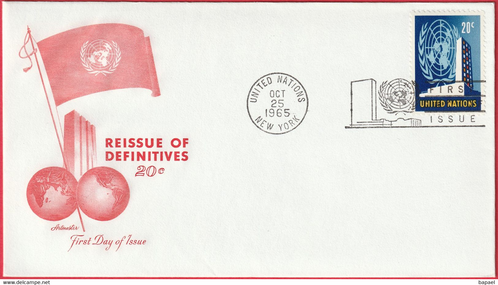 FDC - Enveloppe - Nations Unies - (New-York) (1965) - Reissue Of Definitives (2) - Cartas & Documentos