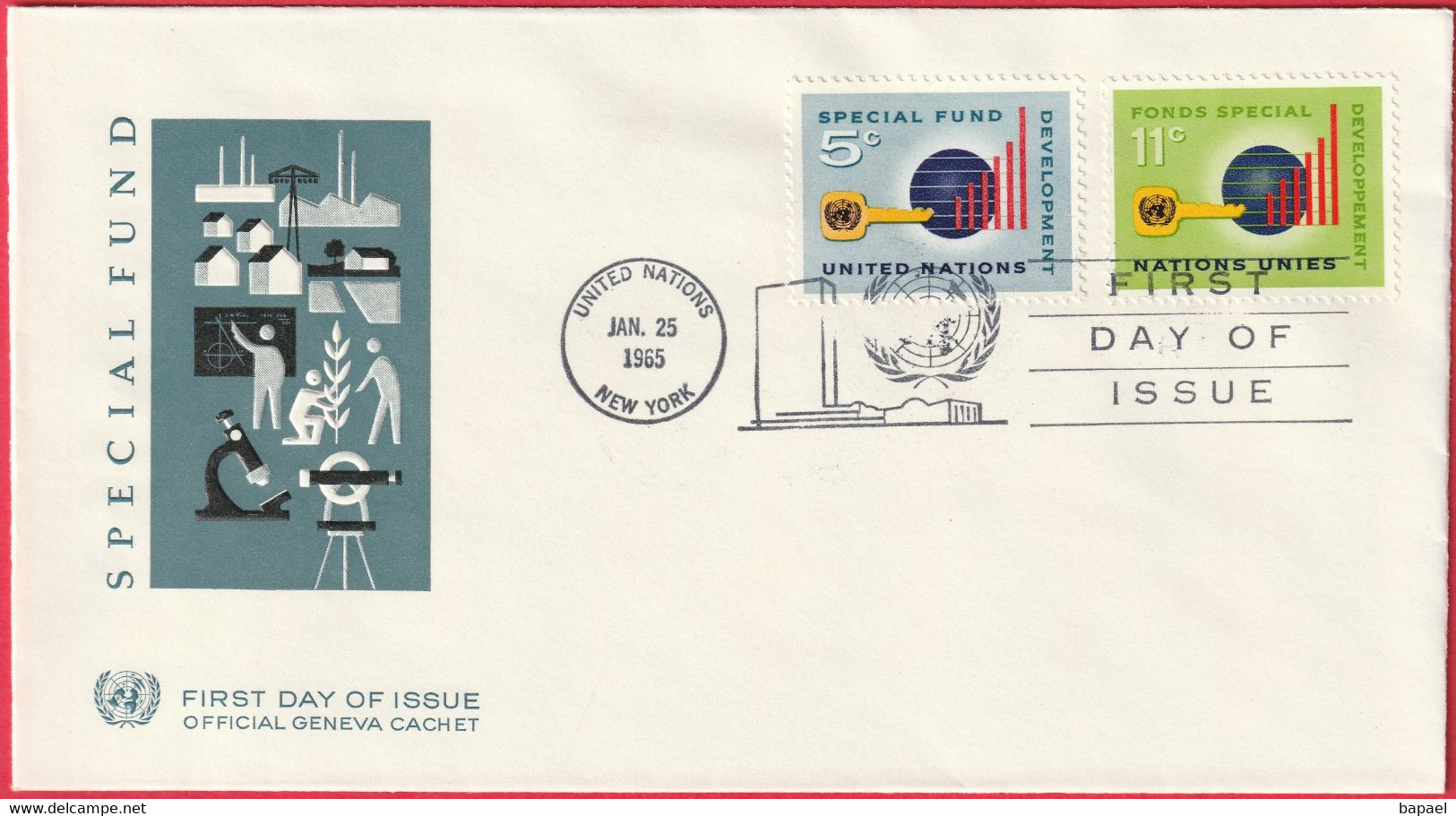 FDC - Enveloppe - Nations Unies - (New-York) (1965) - Special Fund - Brieven En Documenten