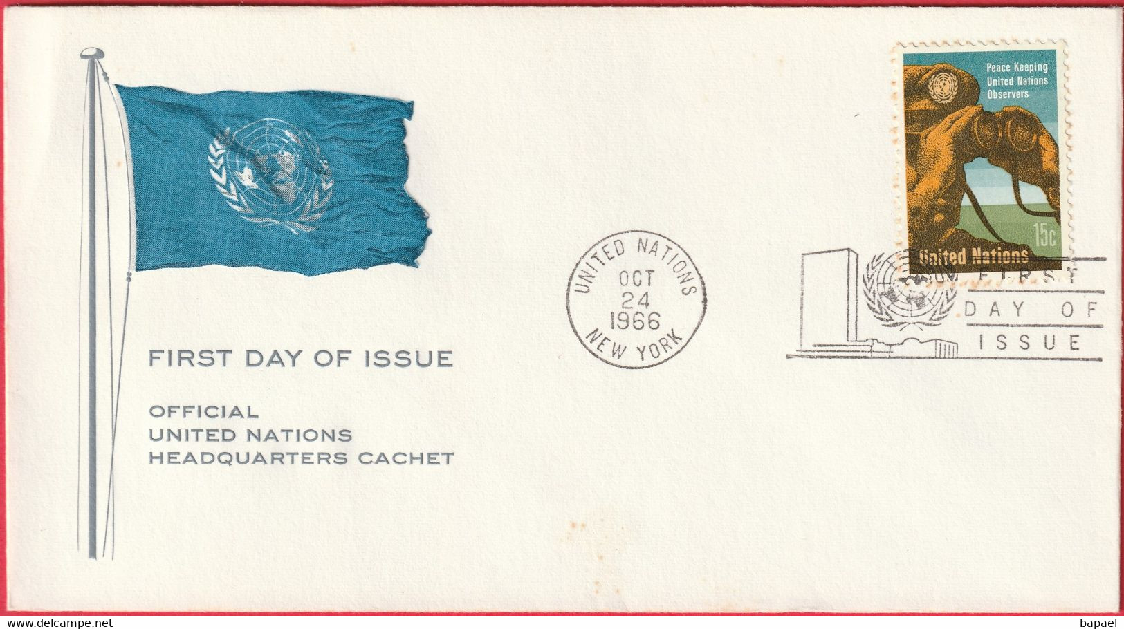 FDC - Enveloppe - Nations Unies - (New-York) (1966) - Peace Keeping UN Observers (1) - Briefe U. Dokumente