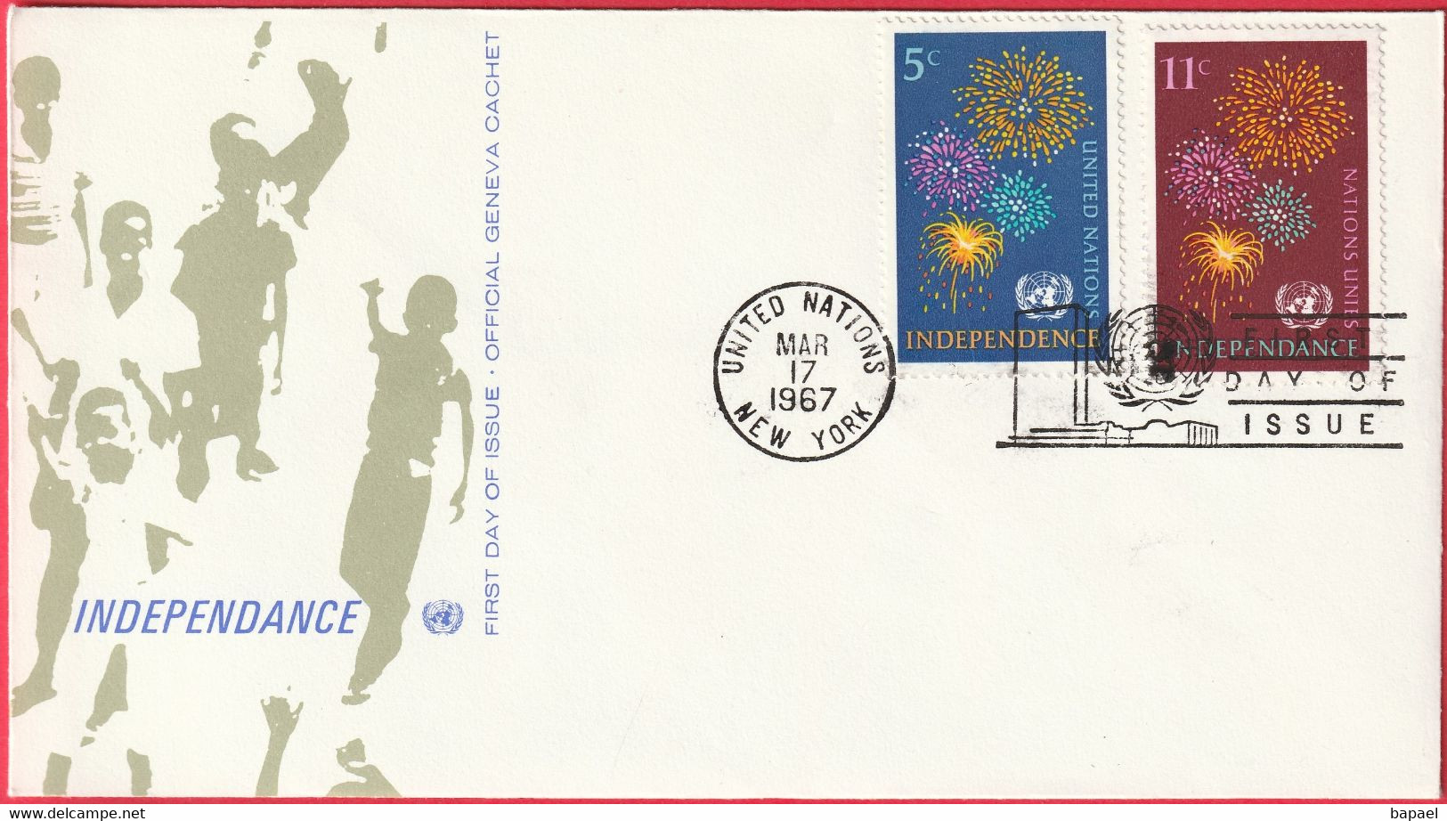 FDC - Enveloppe - Nations Unies - (New-York) (1967) - Independance (1) - Brieven En Documenten