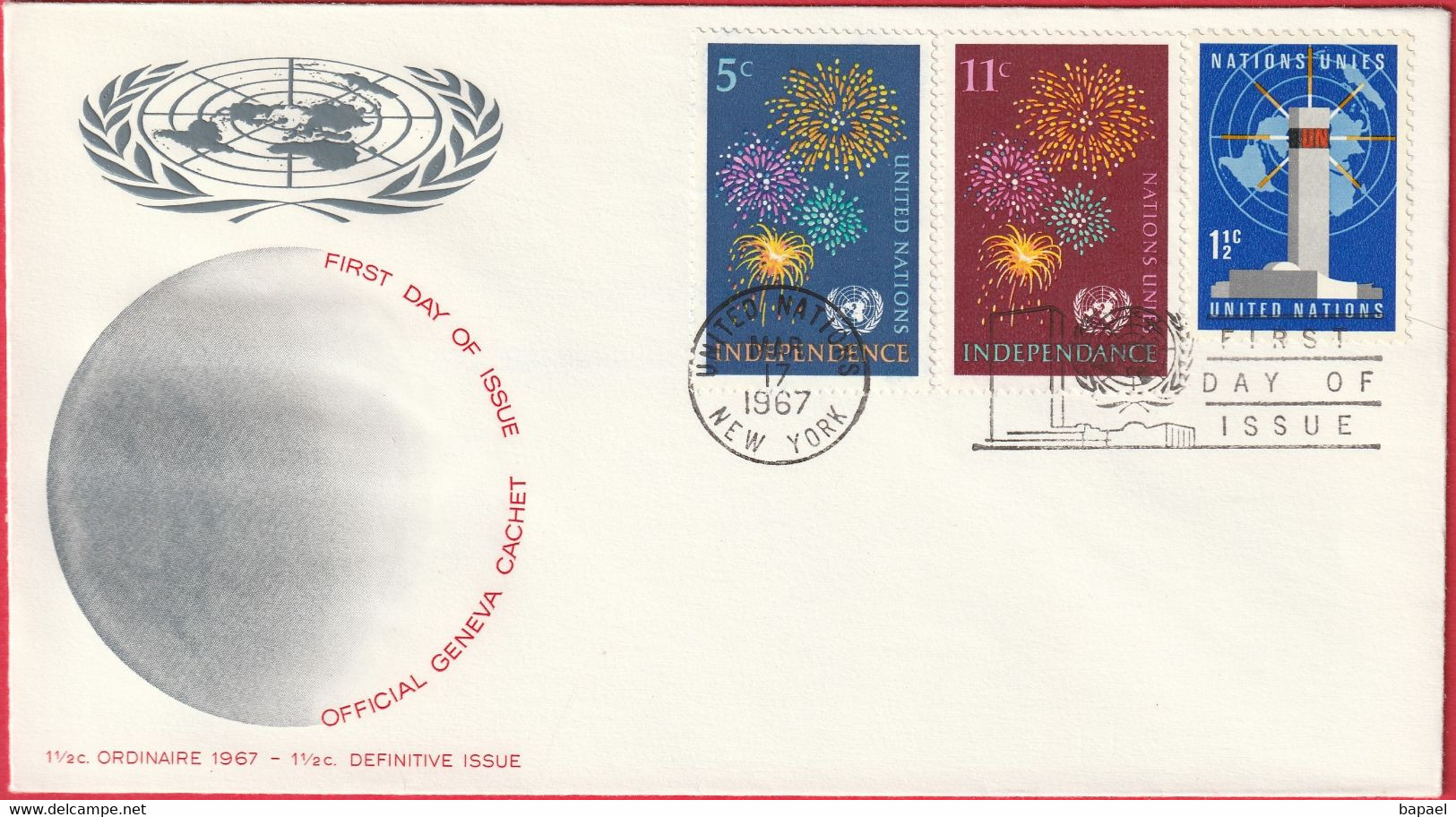 FDC - Enveloppe - Nations Unies - (New-York) (1967) - Independance (2) - Briefe U. Dokumente