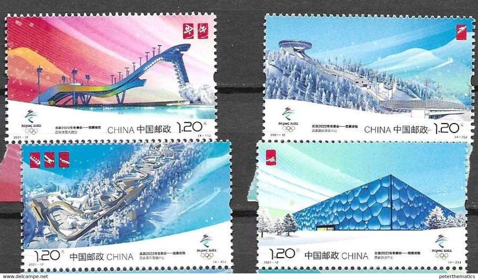 CHINA, 2021, MNH, WINTER OLYMPICS, BEIJING, VENUES, 4v - Inverno 2022 : Pechino