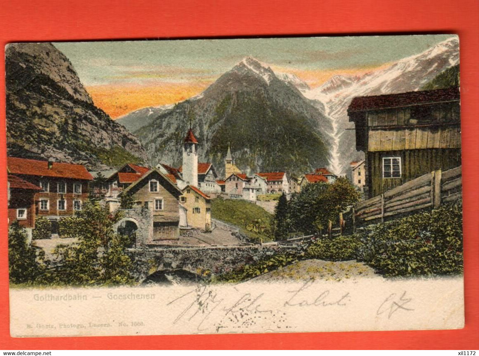 ZUA-15  Gotthartdbahn Goeschenen  Stempel Goldau 1903 Pionier. - Göschenen