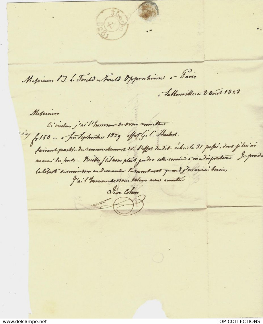 1828 LAC De Sablonville Marque Postale P.60.P  NEUILLY SUR SEINE Pour Paris MM. Fould Fould Oppenheim Banquiers PARIS - 1801-1848: Precursores XIX