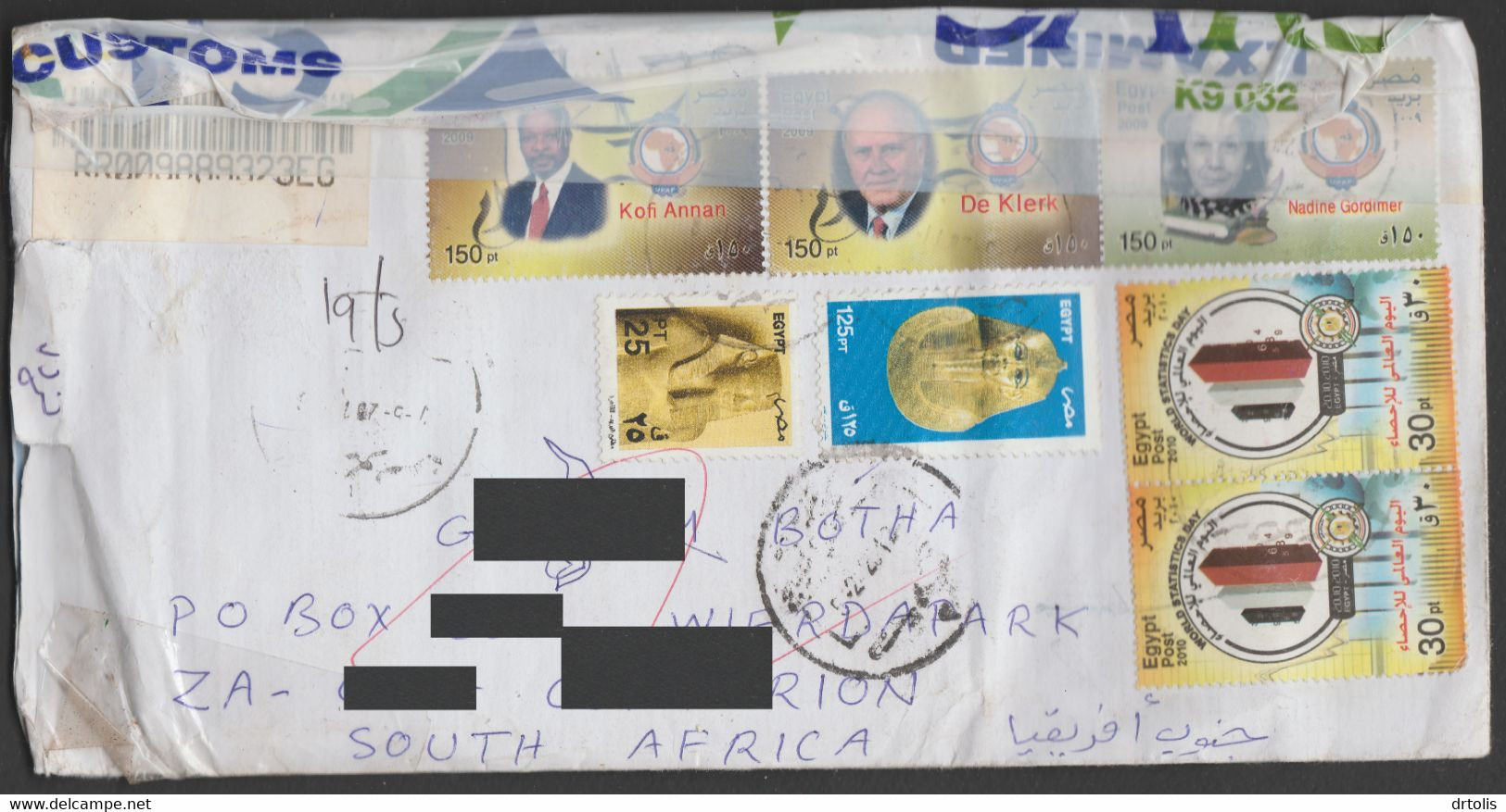 EGYPT / SOUTH AFRICA / UNCLAIMED CENSORED LETTER REDIRECTED BACK TO THE SENDER - Lettres & Documents