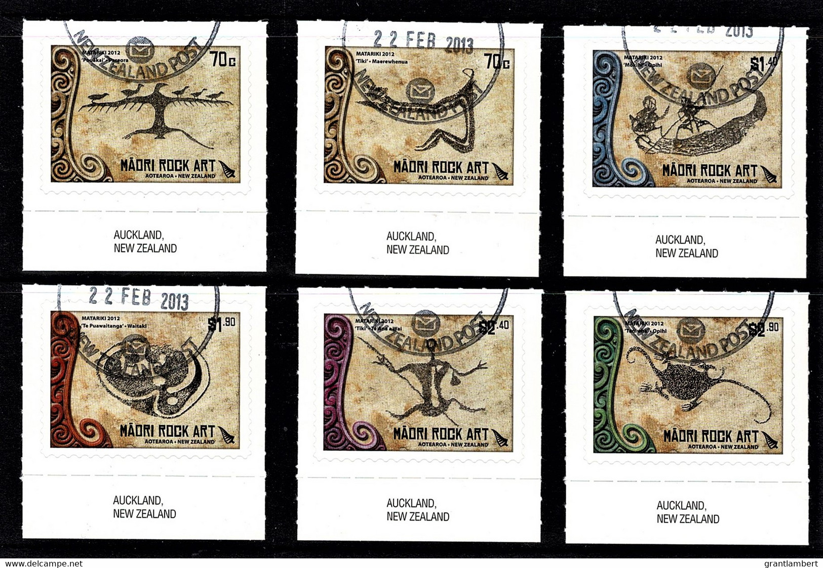 New Zealand 2012 Maori Rock Art  Marginal Set Of 6 Self-adhesives Used/CTO - Used Stamps