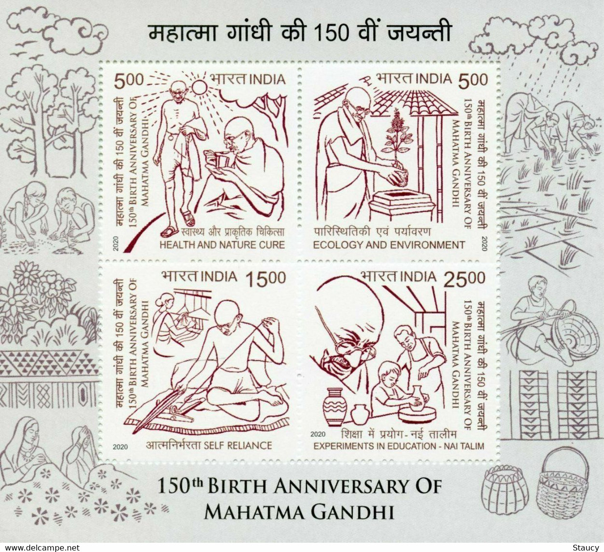 India 2018 & 2020 150th. Birth Anniversary Of MAHATMA GANDHI MINIATURE SHEETS MS MNH - Cartas & Documentos