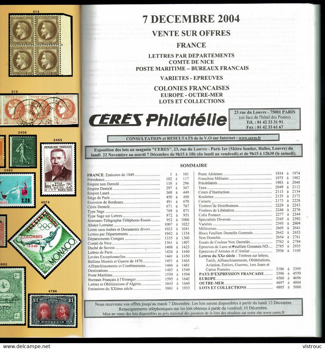 Maison CERES - Décembre 2004 - 2 Fascicules. - Auktionskataloge