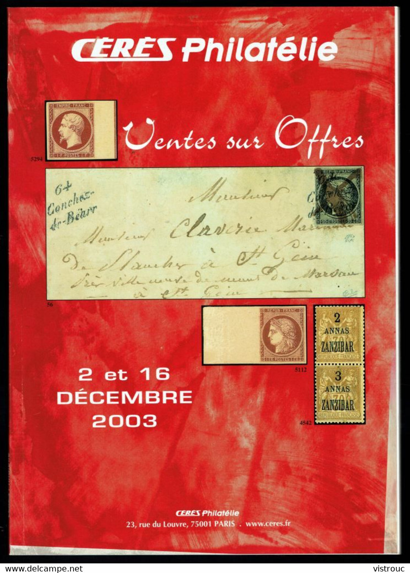 Maison CERES - Décembre 2003 - 2 Fascicules. - Catalogues For Auction Houses