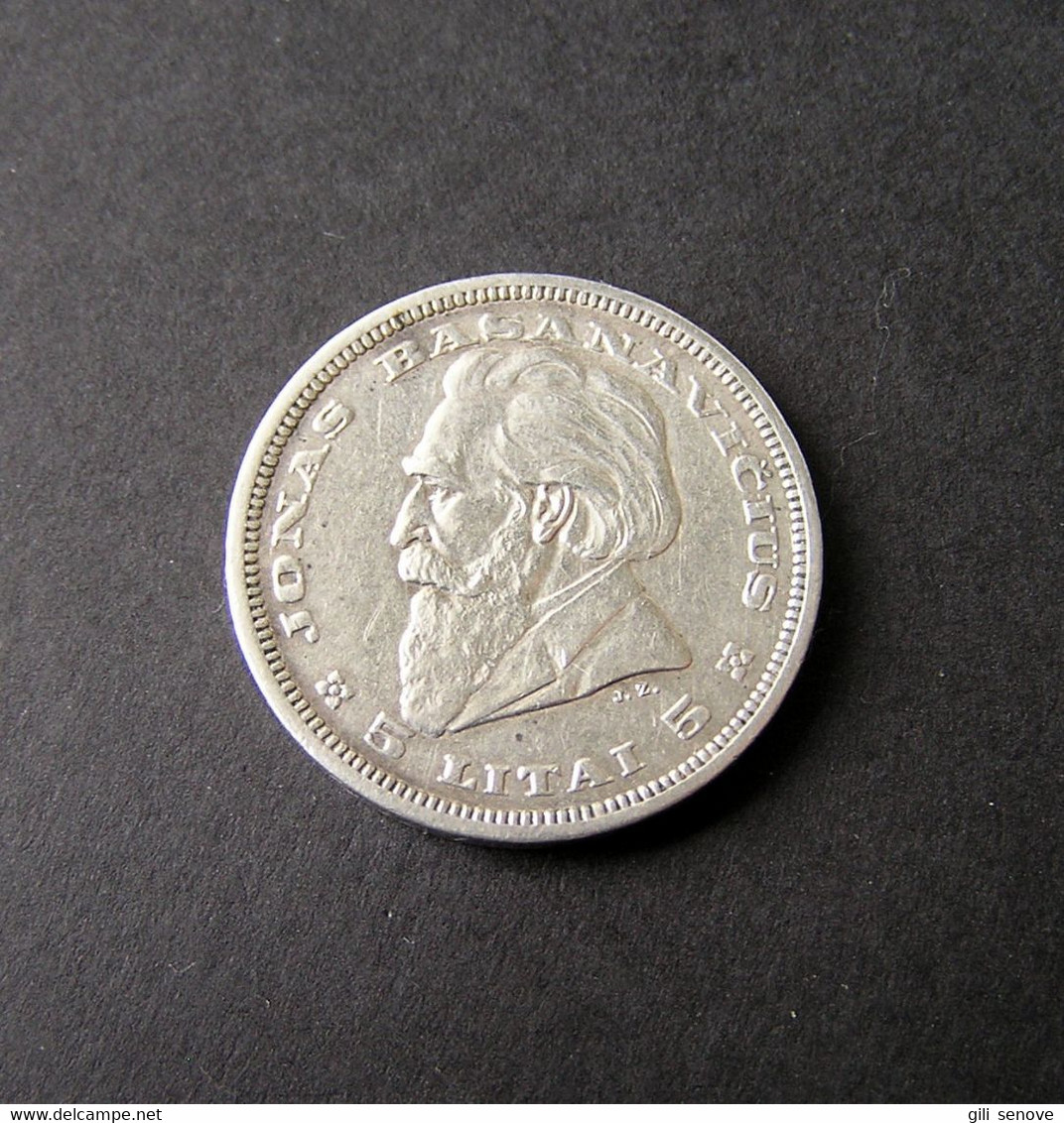 1936 Lithuania Jonas Basanavičius Silver 5 Litai - Lituanie