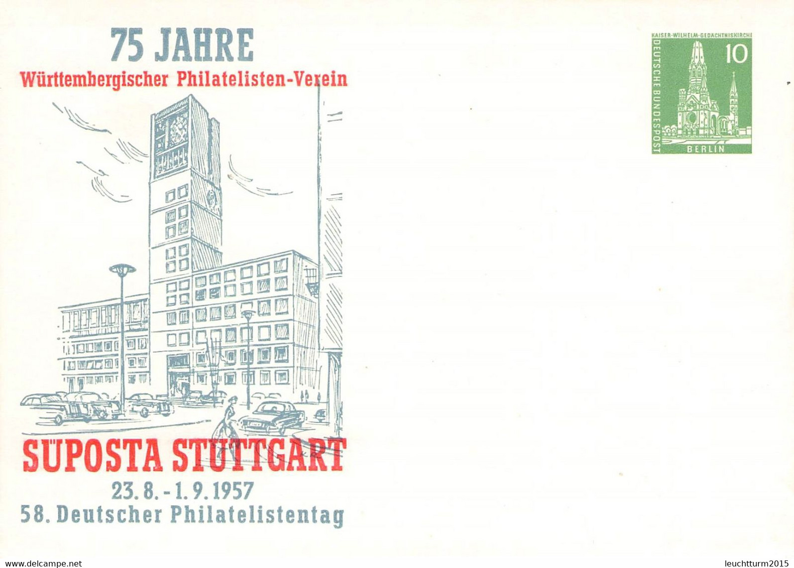 BERPSTE 10 PF SUPOSTA STUTTGART 1957 / 4-7 - Private Postcards - Mint